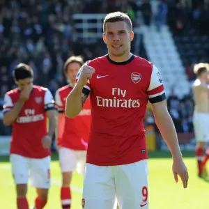 Lukas Podolski's Celebration: Fulham vs. Arsenal, Premier League 2012-13 Lukas Podolski's Celebration: Fulham vs. Arsenal, Premier League 2012-13