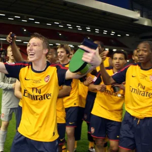 Luke Ayling (Arsenal) with the youth cup trophy