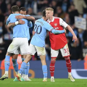 Manchester Rivalry: Zinchenko Embraces Silva After Intense Arsenal-Man City Clash (Premier League 2022-23) Manchester Rivalry: Zinchenko Embraces Silva After Intense Arsenal-Man City Clash (Premier League 2022-23)