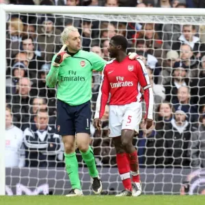 Manuel Almunia and Kolo Toure: Unyielding Defenders in the 0:0 Stalemate at White Hart Lane (Arsenal vs. Tottenham Hotspur, Barclays Premier League, 2009)