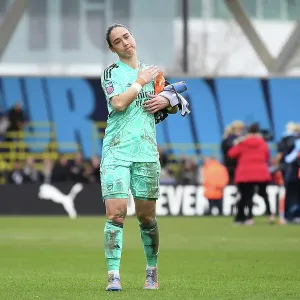 Manuela Zinsberger of Arsenal Reacts after Manchester City vs Arsenal, FA Women's Super League 2022-23 Manuela Zinsberger of Arsenal Reacts after Manchester City vs Arsenal, FA Women's Super League 2022-23