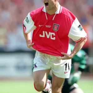 Marc Overmars celebrates scoring the 1st Arsenal Goal