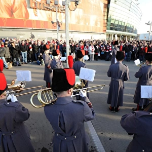 A marching band perform outside the stadium before the match. Arsenal 1: 0 Everton