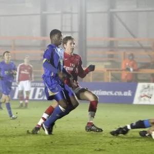 Mark Randall scores Arsenals 1st goal past Asmir Begovic Mark Randall scores Arsenals 1st goal past Asmir Begovic