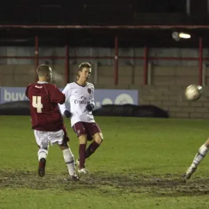 Mark Randall Scores Arsenal's Second Goal Amidst Pressure from Burnley's Alex Ray Harvey in FA Youth Cup Match Mark Randall Scores Arsenal's Second Goal Amidst Pressure from Burnley's Alex Ray Harvey in FA Youth Cup Match