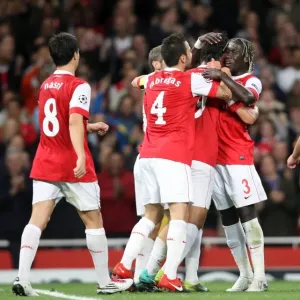 Marouane Chamakh celebrates scoring Arsenals 3rd goal with Bacary Sagna Marouane Chamakh celebrates scoring Arsenals 3rd goal with Bacary Sagna