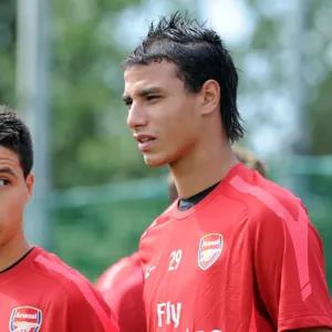 Marouane Chamakh and Sami Nasri (Arsenal). Arsenal Training Ground, London Colney