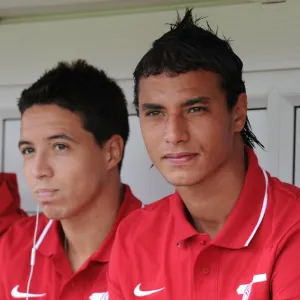 Marouane Chamakh and Samir Nasri (Arsenal). Barnet 0: 4 Arsenal, Pre season friendly