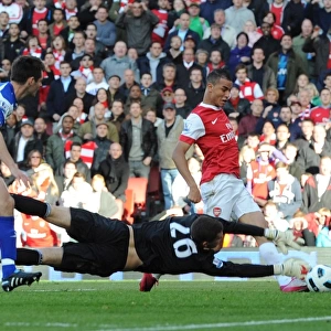 Marouane Chamakh shoots past Birmingham goalkeeper Ben Foster to score the 2nd Arsenal goal