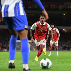 Marquinhos in Action: Arsenal vs. Brighton - Carabao Cup Showdown