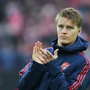 Martin Odegaard Applauds Arsenal Fans at Anfield After Liverpool Clash (2022-23)