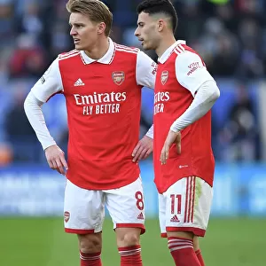 Martin Odegaard and Gabriel Martinelli in Action: Leicester City vs Arsenal, Premier League 2022-23