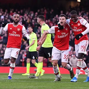 Martinelli and Pepe's Jubilant Moment: Arsenal's Thrilling Winning Goal vs Sheffield United (2019-20)