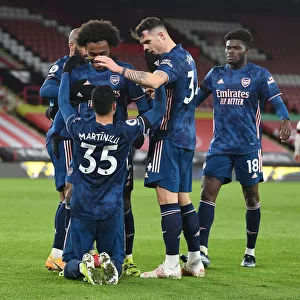 Martinelli, Willian, and Xhaka Celebrate Arsenal's Victory Over Sheffield United (April 2021)