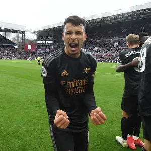 Martinelli's Hat-trick Sealed: Aston Villa vs. Arsenal in the Premier League (Gabriel Martinelli Scores Own Goal by Martinez)