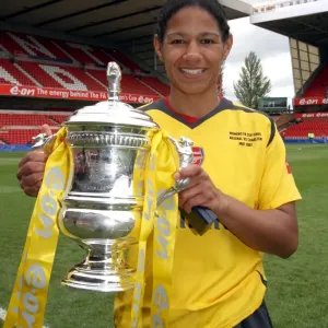 Mary Phillip (Arsenal) with the FA Cup Trophy Mary Phillip (Arsenal) with the FA Cup Trophy