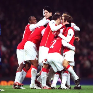 Mathieu Flamini celebrates scoring Arsenals 6th goal