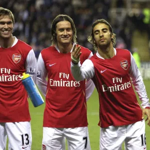 Mathieu Flamini, Tomas Rosicky and Alex Hleb (Arsenal) before the match