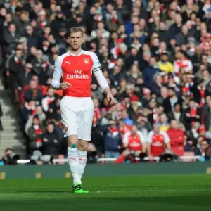 Per Mertesacker in Action: Arsenal vs Leicester City, 2016 Premier League, Emirates Stadium Per Mertesacker in Action: Arsenal vs Leicester City, 2016 Premier League, Emirates Stadium