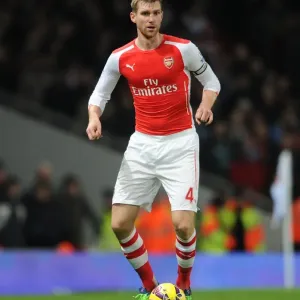 Per Mertesacker (Arsenal). Arsenal 1: 0 Southampton. Barclays Premier League. Emirates Stadium