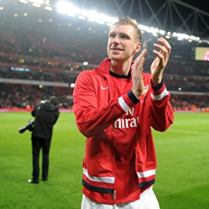 Per Mertesacker (Arsenal) during the lap of appreciation at the end of the match