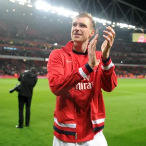 Per Mertesacker (Arsenal) during the lap of appreciation at the end of the match