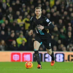 Per Mertesacker (Arsenal). Norwich City 1: 1 Arsenal. Barclays Premier League. Carrow Road