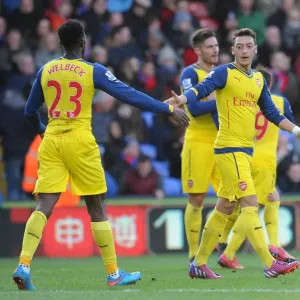 Mesut Ozil and Danny Welbeck Celebrate Arsenal's Second Goal vs Crystal Palace, 2015 Mesut Ozil and Danny Welbeck Celebrate Arsenal's Second Goal vs Crystal Palace, 2015
