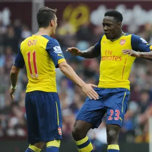 Mesut Ozil and Danny Welbeck Celebrate First Goal: Aston Villa vs. Arsenal, 2014-15 Premier League