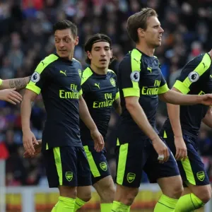 Mesut Ozil and Granit Xhaka Celebrate Arsenal's Goals Against Stoke City