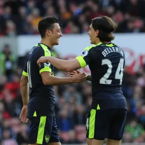 Mesut Ozil and Hector Bellerin Celebrate Arsenal's Second Goal vs Stoke City (2016-17)