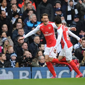 Mesut Ozil and Santi Cazorla Celebrate Goals: Arsenal's Victory at Tottenham Hotspur (2014-15)
