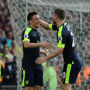 Mesut Ozil and Shkodran Mustafi Print, Stoke City v Arsenal 2016-17 Mesut Ozil and Shkodran Mustafi Print, Stoke City v Arsenal 2016-17