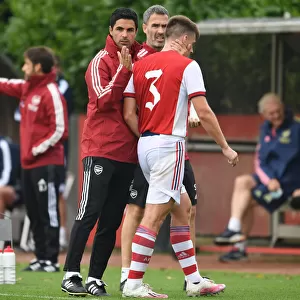 Mikel Arteta Comforts Substituted Kieran Tierney: Arsenal's Support Behind Closed Doors (Arsenal vs Millwall 2021-22)
