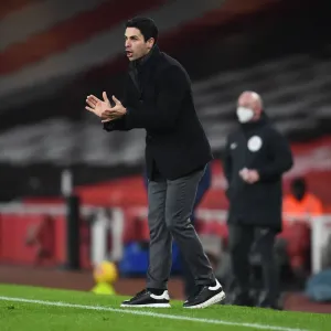 Mikel Arteta at Emirates Stadium: Arsenal vs Crystal Palace, Premier League 2021 (Behind Closed Doors)