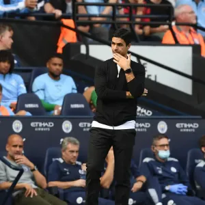 Mikel Arteta at Manchester City vs Arsenal, Premier League 2021-22