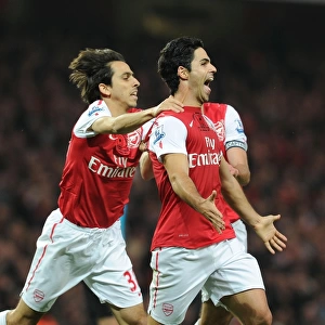 Mikel Arteta, Yossi Benayoun, and Robin van Persie Celebrate Arsenal's Goals Against West Bromwich Albion (2011-12)