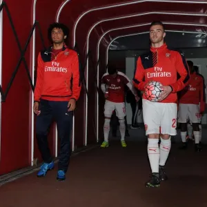 Mohamed Elneny and Calum Chambers Print (Arsenal) before warm-up