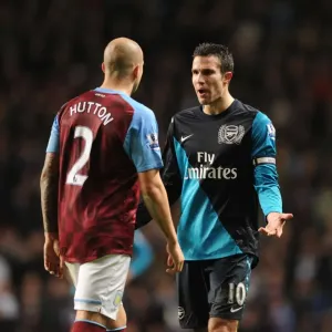 A Moment of Calm: Robin van Persie and Alan Hutton Amidst the Aston Villa vs. Arsenal Intensity (2011-12)