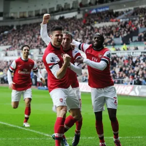 Monreal, Giroud, and Gervinho: Arsenal's Triumphant First Goal Celebration vs. Swansea City (2012-13) Monreal, Giroud, and Gervinho: Arsenal's Triumphant First Goal Celebration vs. Swansea City (2012-13)