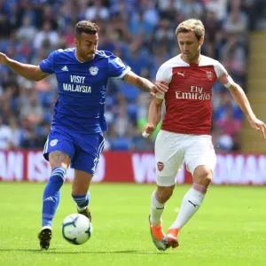 Monreal and Ozil Clash: Cardiff City vs. Arsenal FC, Premier League 2018-19 Monreal and Ozil Clash: Cardiff City vs. Arsenal FC, Premier League 2018-19