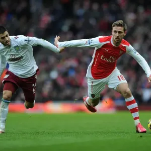 Monreal vs. Gil: Intense Battle at Emirates Stadium - Arsenal v Aston Villa, Premier League 2014-15