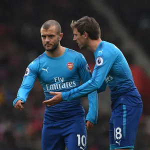 Monreal and Wilshere: Focused on the Ball in Southampton v Arsenal Premier League Clash