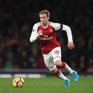 Nacho Monreal in Action: Arsenal vs Huddersfield Town, Premier League 2017-18