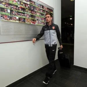 Nacho Monreal Approaches Emirates Stadium: Arsenal vs Everton, Premier League 2012-13