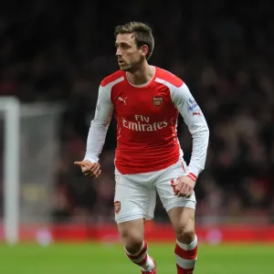 Nacho Monreal (Arsenal). Arsenal 2: 1 Leicester City. Barclays Premier League. Emirates Stadium
