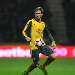 Nacho Monreal (Arsenal). Preston North End 1: 2 Arsenal. FA Cup 3rd Round. Deepdale