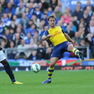 Nacho Monreal (Arsenal) Romelu Lakaku (Everton). Everton 2: 2 Arsenal. Barclays Premier League