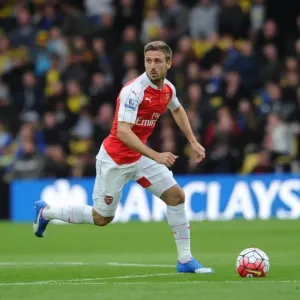 Nacho Monreal (Arsenal). Watford 0: 3 Arsenal. Barclays Premier League. Vicarage Road