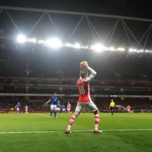 Nacho Monreal Throws In: Arsenal vs Leicester City, Premier League 2014-15